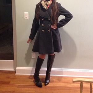 Jessica Simpson gray flare coat