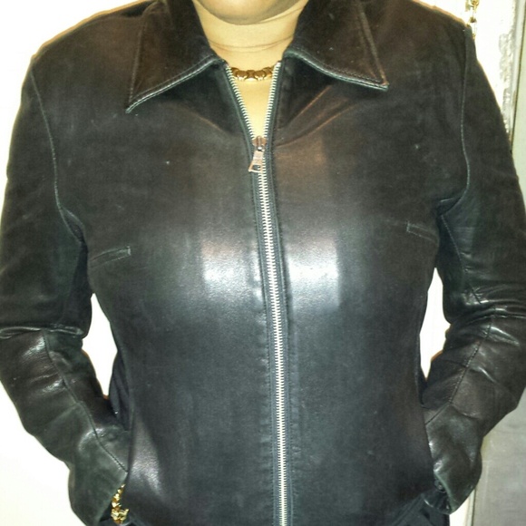 Banana Republic Outerwear - 100% leather jacket with wool blend side panels