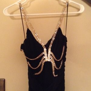 Cache Rhinestone open back evening gown prom dress