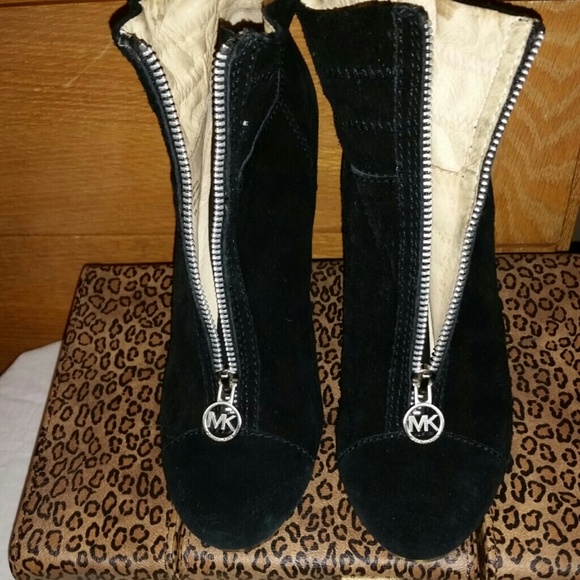 MICHAEL Michael Kors Boots - MICHAEL KORS Black Suede Ankle Boots Heels MK Sexy