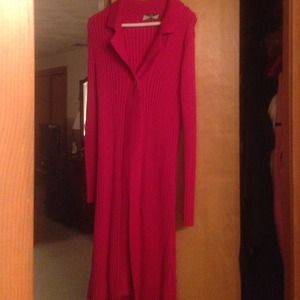 HOLIDAY RED one button closure long sweater