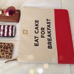 Authentic kate spade eat cake for breakfast clutch
