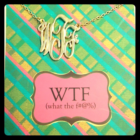 wtf monogram necklace