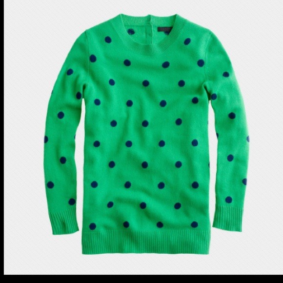 Sold💥J Crew Green and Blue Polka Dot Sweater💥