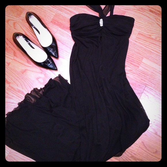 Floor length black ball gown