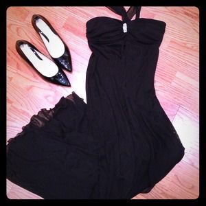 Floor length black ball gown