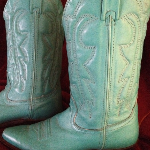 Aqua color western style boots