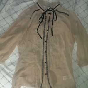 Lace detail button up blouse