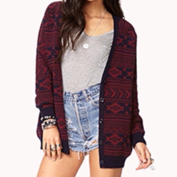 🎀🎀HOST PICK🎀🎀Navy burgundy cardigan - Picture 2 of 2
