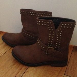 Studded Ankle Boots with Strap