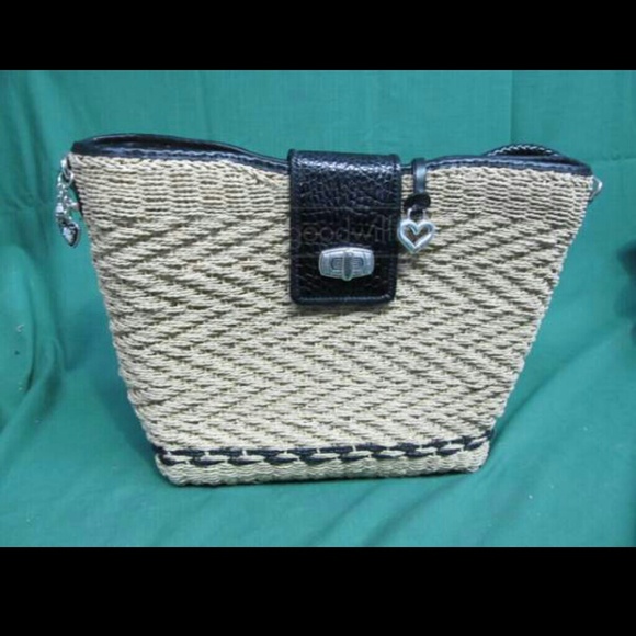 Brighton Woven Tan & Black Raffia Tote - Picture 2 of 4