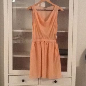 Peach chiffon dress.