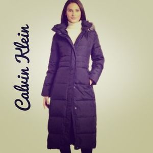 Calvin Klein Black Down Full Length Coat