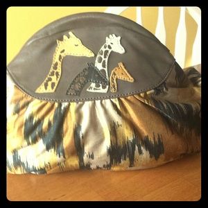 Giraffe satin clutch