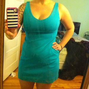 Teal blue sleeveless dress