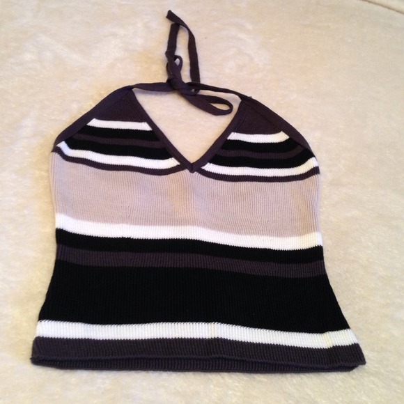 White/blk/gray and tan halter top !
