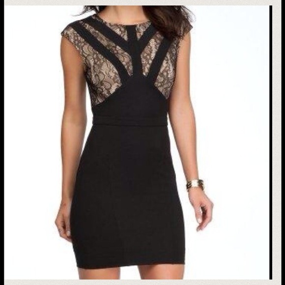 On hold~Bebe banded lace cage dress
