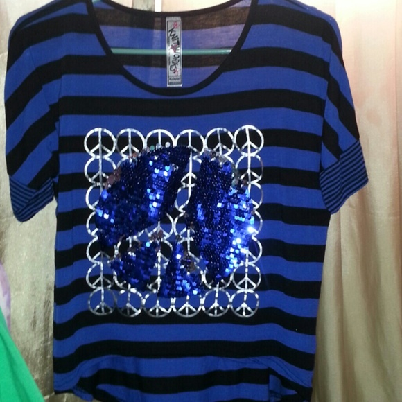 Blue & Black Striped Loose T-Shirt