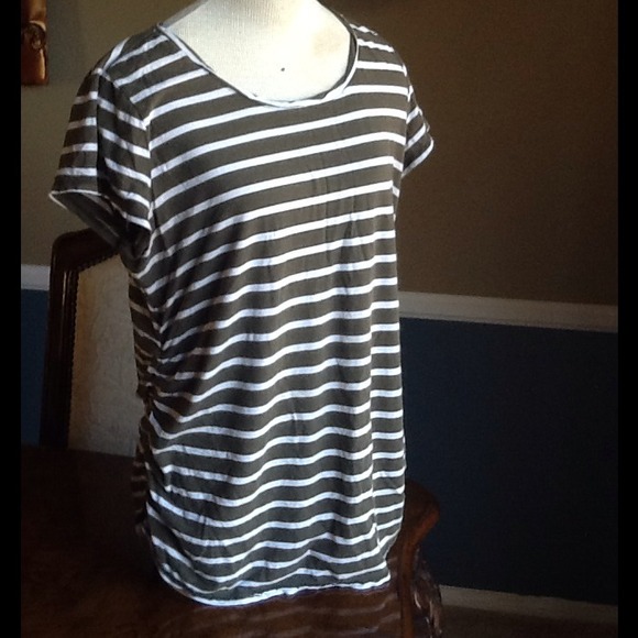 Forrest green and white stripped maternity top
