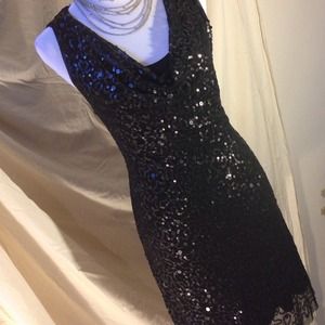 Black sequin cocktail dress
