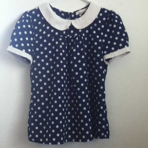 Blue with white polka dots shirt