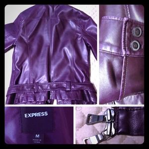 💜 Purple Faux Leather Jacket- Express 💜