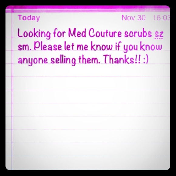 Looking for med couture scrubs sz sm