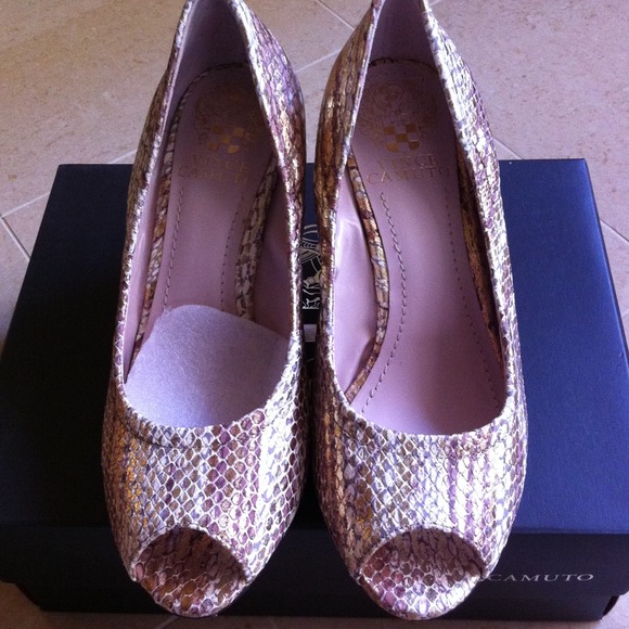 SOLD!!!metallic striped snake print wedges! - Picture 2 of 4