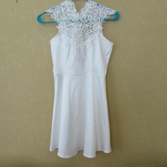 Nasty Gal Ivory Crochet Skater Dress