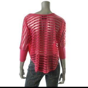 NWT- Jenni Pink Striped Sheer Back Hi-Lo Top