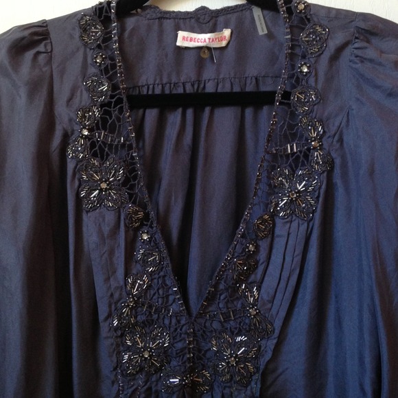 Rebecca Taylor Habutai Jeweled Top - Picture 2 of 4