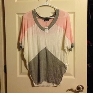 Pink, white and grey top