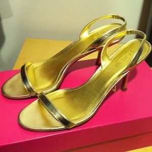 JCrew Platinum Gold slingbacks - Size 7