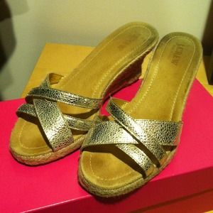 JCrew light gold woven wedge - Size 7