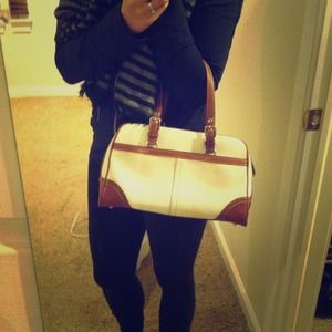 Coach white/cream and brown handbag