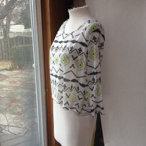 Black green Native American pattern top