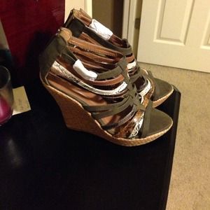 Snake print wedge sandals