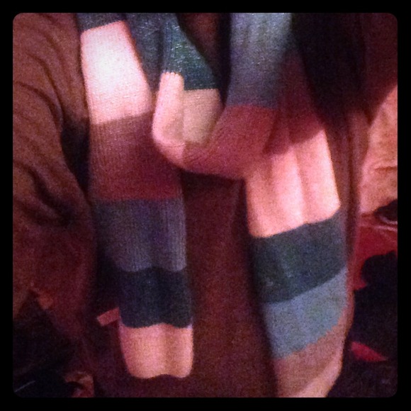 Striped scarf blue grey and white