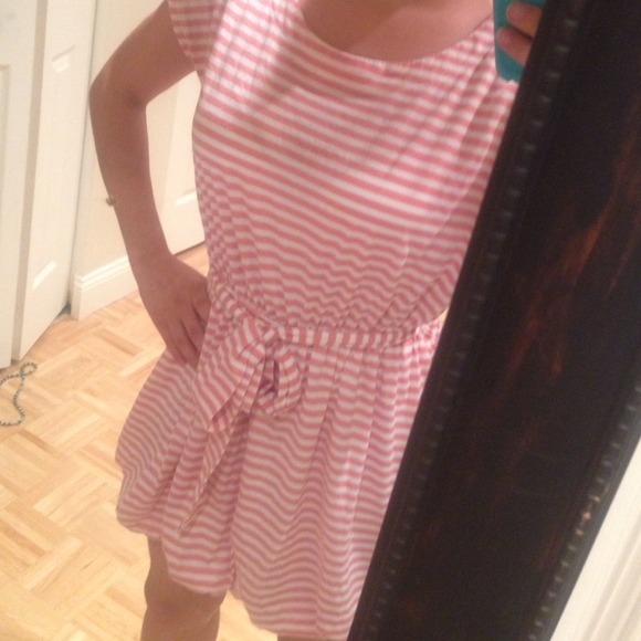 Pink and white striped dress - medium