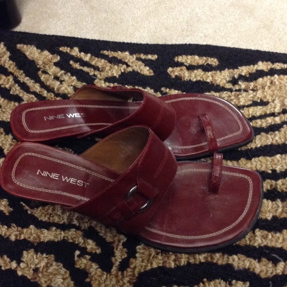Red leather sandals from Nine West