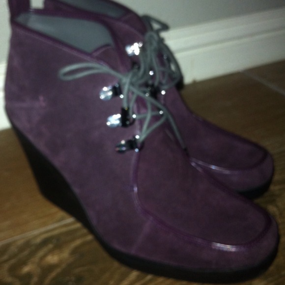 Calvin Klein Plum Wedge Booties - Picture 1 of 4
