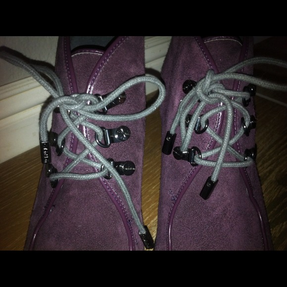 Calvin Klein Plum Wedge Booties - Picture 2 of 4