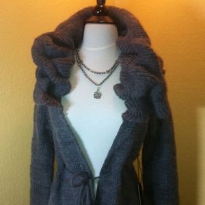 BCBG Ruffle Neck Cardigan