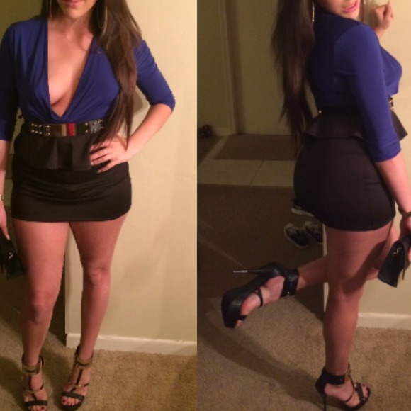 Deep v peplum dress