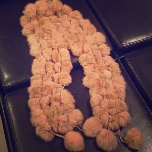Tan Puff Ball Scarf