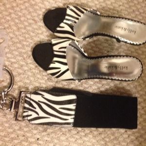 Never worn Zebra print Shoes and Belt!