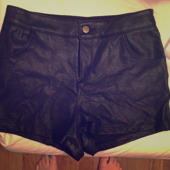 TopShop high waisted leather shorts