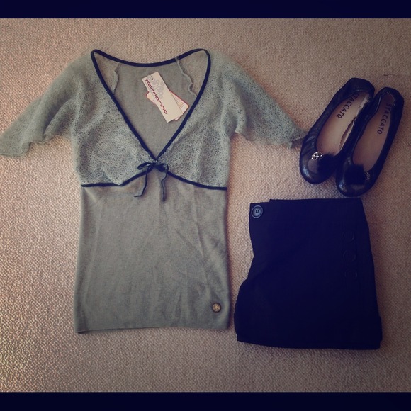 🆕ITALY Moss green Crochet flare sleeves sweater