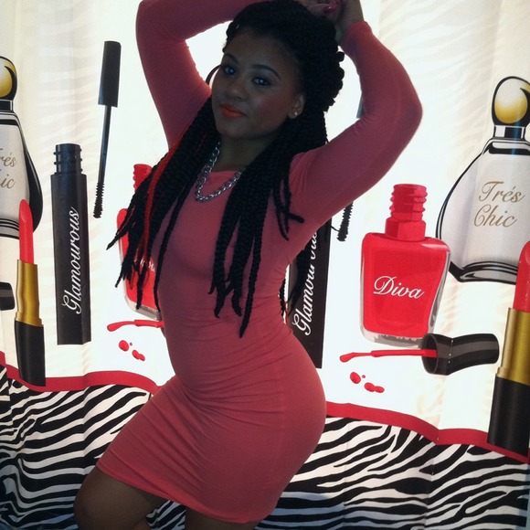 Peach long sleeve dress