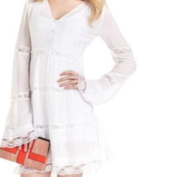 GUESS DRESS LONG SLEEVE, V-NECK, LACE BOHO STYLE - Picture 4 of 4